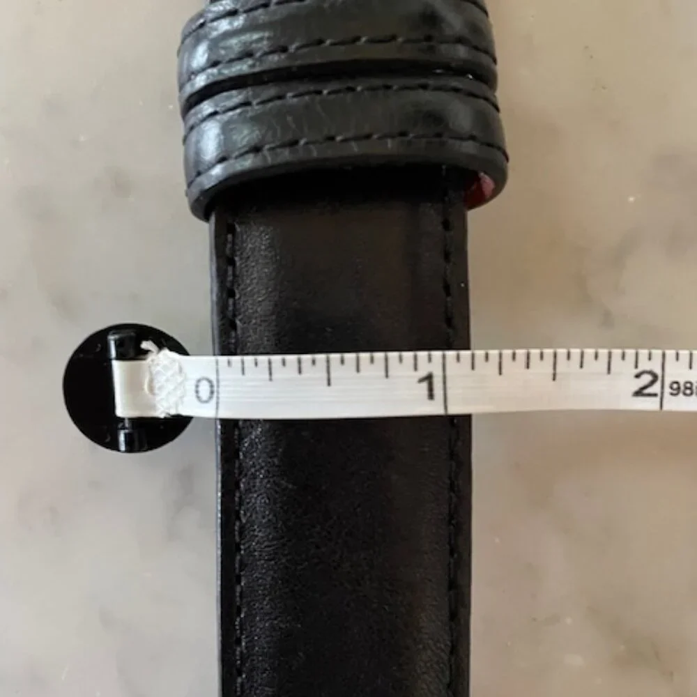 J. HILBURN Leather Black Belt Silver Hardware Genuine Italian Calfskin 42